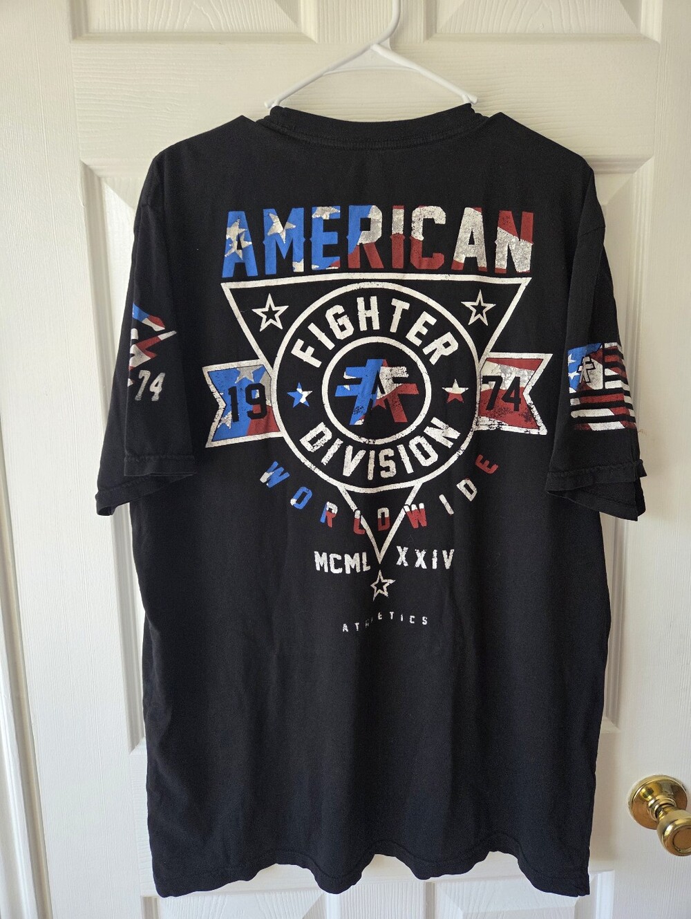 AMERICAN FIGHTER Men's XL Tshirt SILVER LAKE PATRIOT Athletic Biker MMA